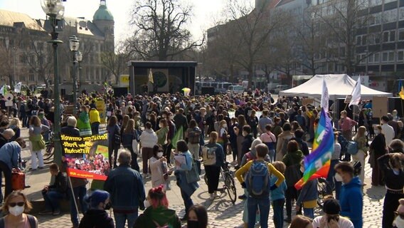 Mitglieder der Bewegung Fridays for Future haben sich für eine Demonstration in Hannover versammelt. © NDR 