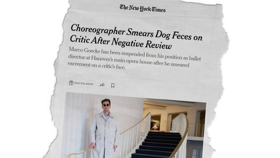 Ein Screenshot eines Onlineartikels der Zeitung "New York Times" über die Hundekot-Attacke von Marco Goecke © New York Times 