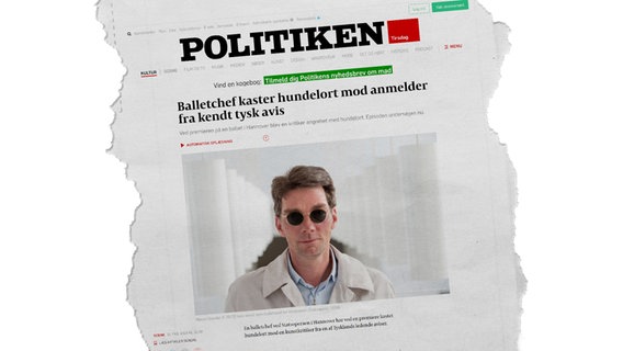 Ein Screenshot eines Onlineartikels der Zeitung "Politiken" über die Hundekot-Attacke von Marco Goecke © Politiken 