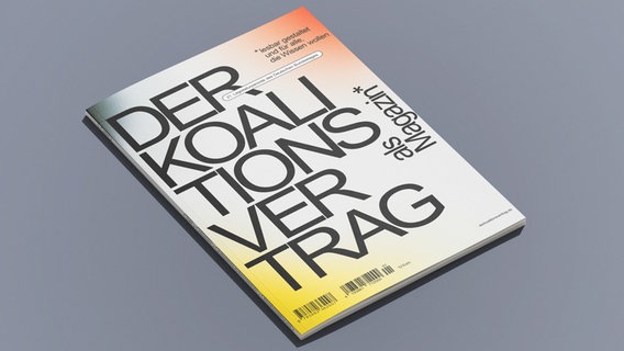 Die Aufnahme zeigt das Cover des Koalitionsvertrags als Magazin. © Hochschule für angewandte Wissenschaft und Kunst Hildesheim/Holzminden/Göttingen 