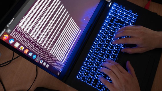 Eine KI-Wissenschaftlerin des Landeskriminalamt Niedersachsen arbeitet an Computerbildschirmen. © dpa-Bildfunk Foto: Julian Stratenschulte
