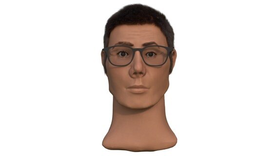 Eine Grafik zeigt ein Gesicht eines Mannes mit Brille. © Staatsanwaltschaft Hildesheim 