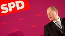 Peer Steinbrück, designierter SPD-Kanzlerkandidat, steht beim Treffen vom Bundesvorstand der SPD in Hannover. © dpa-Bildfunk Foto: Julian Stratenschulte