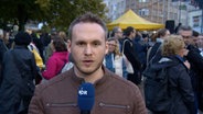 Reporter Tullio Puoti beum der Solidaritätskundgebung für Israel in Hannover © NDR 
