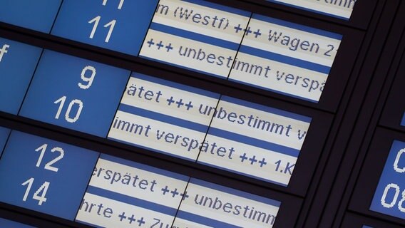 Eine Anzeige am Hauptbahnhof in Hannover, informiert über Zugausfälle. © picture alliance/dpa Foto: Peter Steffen