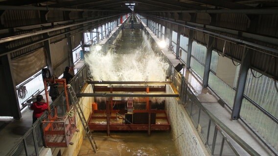 Alter Wellenkanal in Betrieb. © Leibniz Universität Hannover 