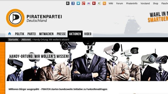 Webauftritt der Piratenpartei. © Piratenpartei 