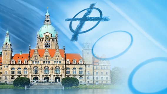Wahlkreuz und Rathaus Hannover (Bildmontage) © Fotolia Foto: Mapics, babimu