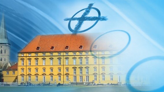 Wahlkreuz und das Osnabrücker Schloss (Bildmontage) © Fotolia Foto: sabelfoto13, babimu