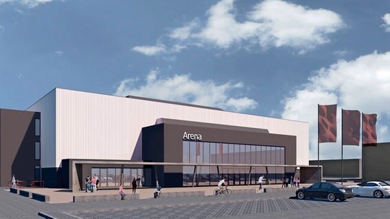 So soll die Arena Lüneburger Land nach aktuellen Plänen aussehen. © Landkreis Lüneburg, Architekturbüro Bocklage & Buddelmeyer 