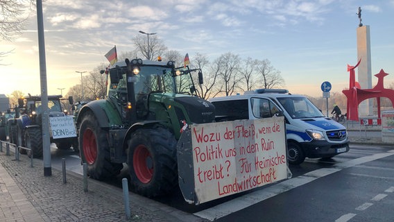 Landwirte demonstrieren mit ihren Traktoren am Maschsee in Hannover © NDR Foto: Birgit Koch