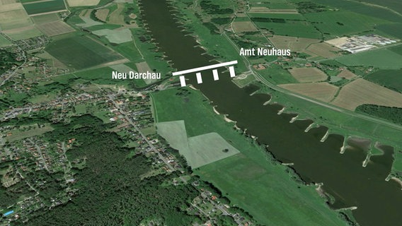 Eine Darstellung zeigt die geplante Elbbrücke bei Neu Darchau. © NDR 