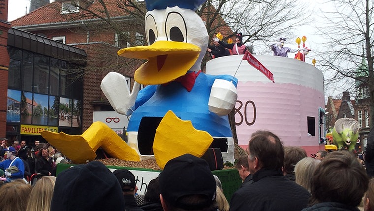 Ein Wagen in Donald Duck-Optik beim Faslam in Winsen/Luhe. © NDR.de Fotograf: Ulrike Brandt