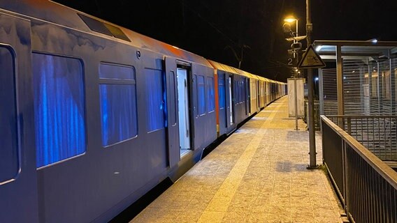 Eine S-Bahn ist mit blauer Farbe besprüht. © Polizeiinspektion Stade 