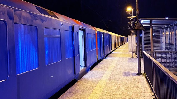 Eine S-Bahn ist mit blauer Farbe besprüht. © Polizeiinspektion Stade 