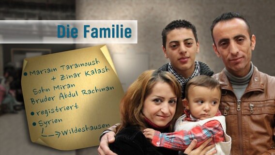 Die Familie: (v.l.n.r.) Mariam Taramoush, Bruder Abdul Rachman, Sohn Miram und Ehemann Zinar Kalash  