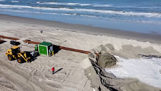 An einem Strand wird Sand aufgespült. © NonstopNews 