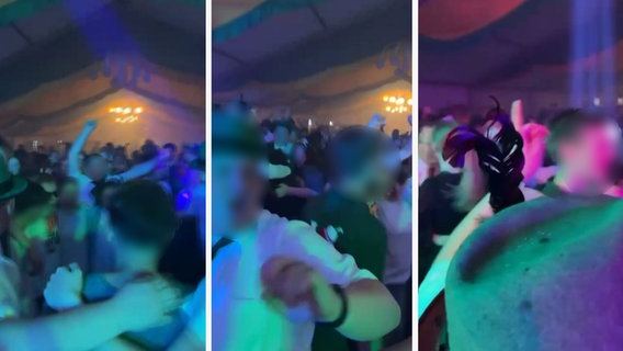 Ein Video, das im Internet kursiert, soll Menschen zeigen, die in einem Partyzelt in Löningen feiern und "Ausländer raus" rufen. © NDR 
