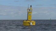 Eine Boje mit Messstation treibt auf dem Wasser. © NDR 