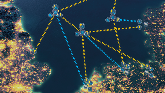 Ein geplantes Windenergie-Verteilkreuz in der Nordsee. © TenneT TSO GmbH 