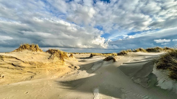 Wolken und Sonne über den Dünen von Spiekeroog. © NDR Foto: Gerrit Denekas