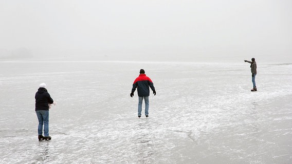 Schlittschuhläufer auf dem zugefrorenen Dümmer See. © dpa-Bildfunk Foto: Friso Gentsch