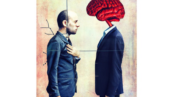 Ein KI generiertes Bild zeigt das Bild eines Mannes der einem Gehirn im Anzug gegenüber steht. © Ludwig Windthorst Haus 
