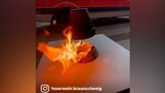 Ein Teelichtofen hat Feuer gefangen. © Feuerwehr Braunschweig 