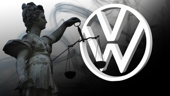 Justitia mit einem VW Logo (Montage) © PantherMedia Foto: manfredxy