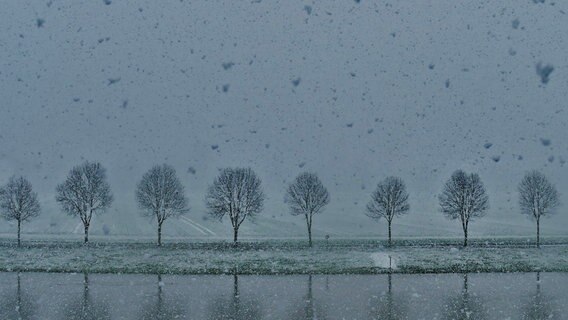 Schnee fällt auf die Weser. © NDR Foto: Annette Mokross