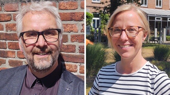 Ein Bildcollage zeigt Pastor Friedemann Magaard, Gemeindepastor in Husum und Pastorin Nora Steen, theologische Leiterin des Christian Jensen Kollegs in Breklum © Peer-Axel Kroeske Foto: Peer-Axel Kroeske