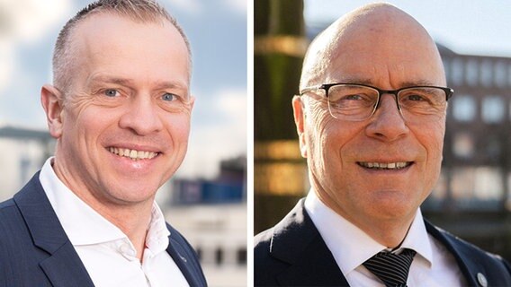 Martin Kindl (links) und Horst Bauer, kandidieren für die Bürgermeisterwahl in Husum. © Infratest dimap 
