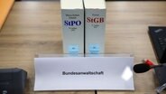 Die Strafprozessordnung (StPO, l) und das Strafgesetzbuch (StGB) auf einem Tisch vor dem Schild: Bundesanwaltschaft. © picture alliance/dpa | Jan Woitas Foto: Jan Woitas