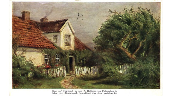 Haus auf Helgoland, in dem A. Hoffmann von Fallersleben im Jahr 1841 "Das Lied der Deutschen" gedichtet hat. © Schleswig-Holsteinische Landesbibliothek 