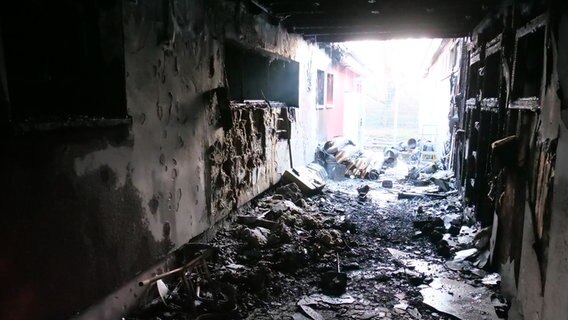 Feuerwehrleute stehen mit einem Feuerwehrauto vor der St. Georg Schule in Heide. © Daniel Friedrichs Foto: Daniel Friedrichs