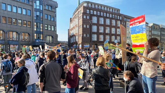 Mitglieder der Bewegung Fridays for Future haben sich für eine Demonstration "Fridays for Future" in Lübeck versammelt. © NDR Foto: Linda Ebener