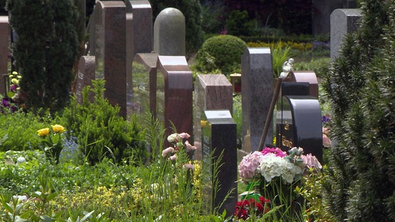 Mehrere Grabsteine stehen auf dem Gelände eines Friedhofs in Lübeck. © NDR 