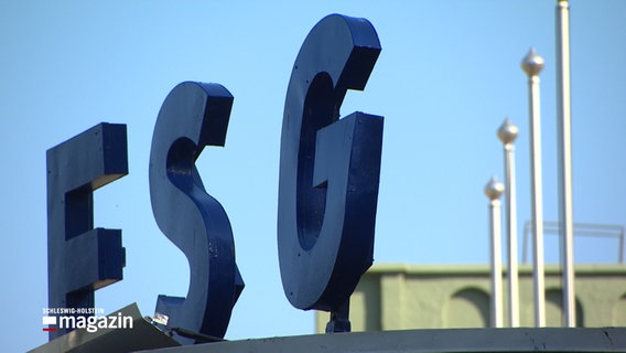 Die Buchstaben FSG, vor dem Eingang der Flensburger Schiffbaugesellschaft.  
