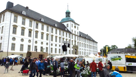 Viele Besucher sind vor Schloss Gottorf auf dem Gottorfer Landmarkt unterwegs. © NDR Foto: Peer Axel Kroeske