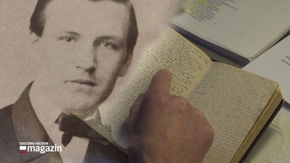 Eine Bildmontage von Missionar und Pastor Friedrich Groth und seinem Tagebuch. © NDR 