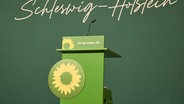 Ein Rednerpult steht auf dem Online-Landesparteitag der Grünen Schleswig-Holstein. © picture alliance/dpa Foto: Georg Wendt