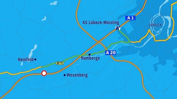 Eine Grafik einer Umleitung der Autobahn 1. Eine Grafik einer Umleitung der Autobahn 1. © NDR