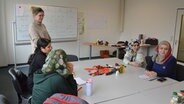 Frauen lernen Deutsch in einem Klassenraum im Rahmen des Projektes Hayati. © NDR Foto: Anne Passow
