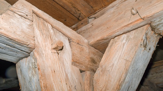 Historische Dachbalken in einem alten Gebäude. © picture alliance/dpa/dpa-Zentralbild Foto: Patrick Pleul
