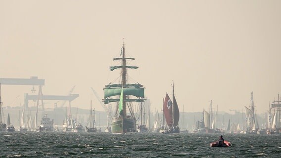 Zahlreiche Segelschiffe sind bei der Windjammerparade 2020 in der Kieler Förde unterwegs. © Daniel Friederichs 