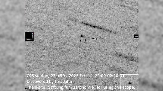 Eine Entdeckungsaufnahme des Kometen "Jahn" ©  Rotat C95 Station - Stiftung für Astronomie 