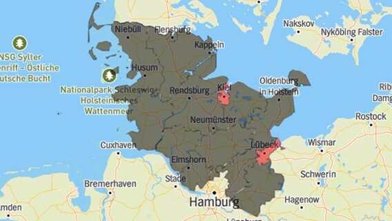 Screenshot Ergebnis-Dienst zur Kommunalwahl in Schleswig-Holstein 2018 © NDR 