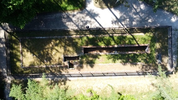 Blick von oben auf die Grundmauern eines Lagers aus der NS-Zeit in Kaltenkirchen Blick von oben auf die Grundmauern eines Lagers aus der NS-Zeit in Kaltenkirchen © NDR Foto: NDR Screenshots