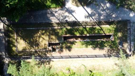 Blick von oben auf die Grundmauern eines Lagers aus der NS-Zeit in Kaltenkirchen © NDR Foto: NDR Screenshots