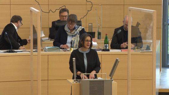 Serpil Midyatli (SPD) spricht im Kieler Landtag.  